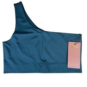 Girlfriend Collective Skyline Bianca One Shoulder Bra Green Women's Size Large N